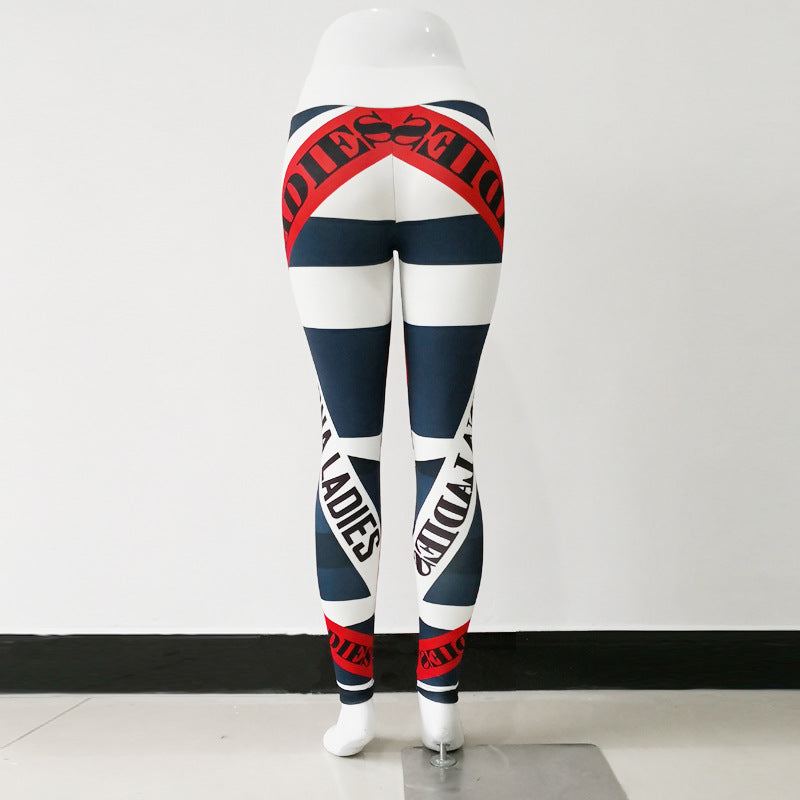 Letter Banner Printed High Waist Sports Fitness Yoga Pants