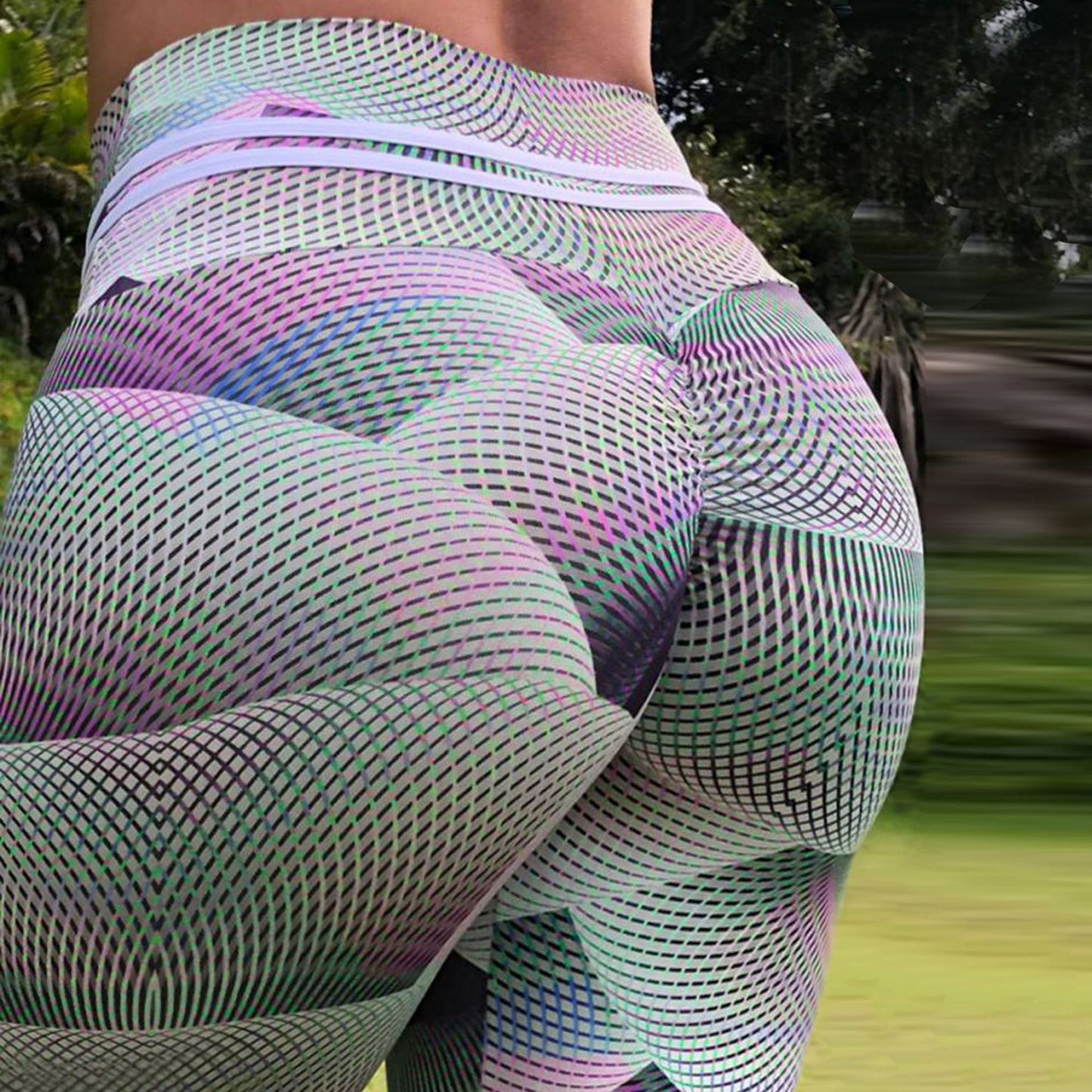 Digital Line Printing High Waist Sports Fitness Yoga Pants