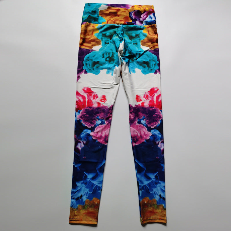 Colorful Pigment Printed High Waist Sports Fitness Yoga Pants