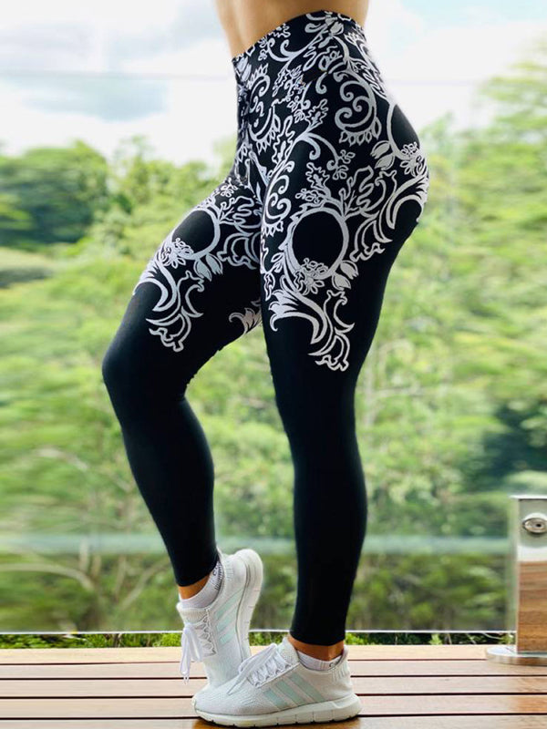 Pattern Printed High Waist Sports Fitness Yoga Pants