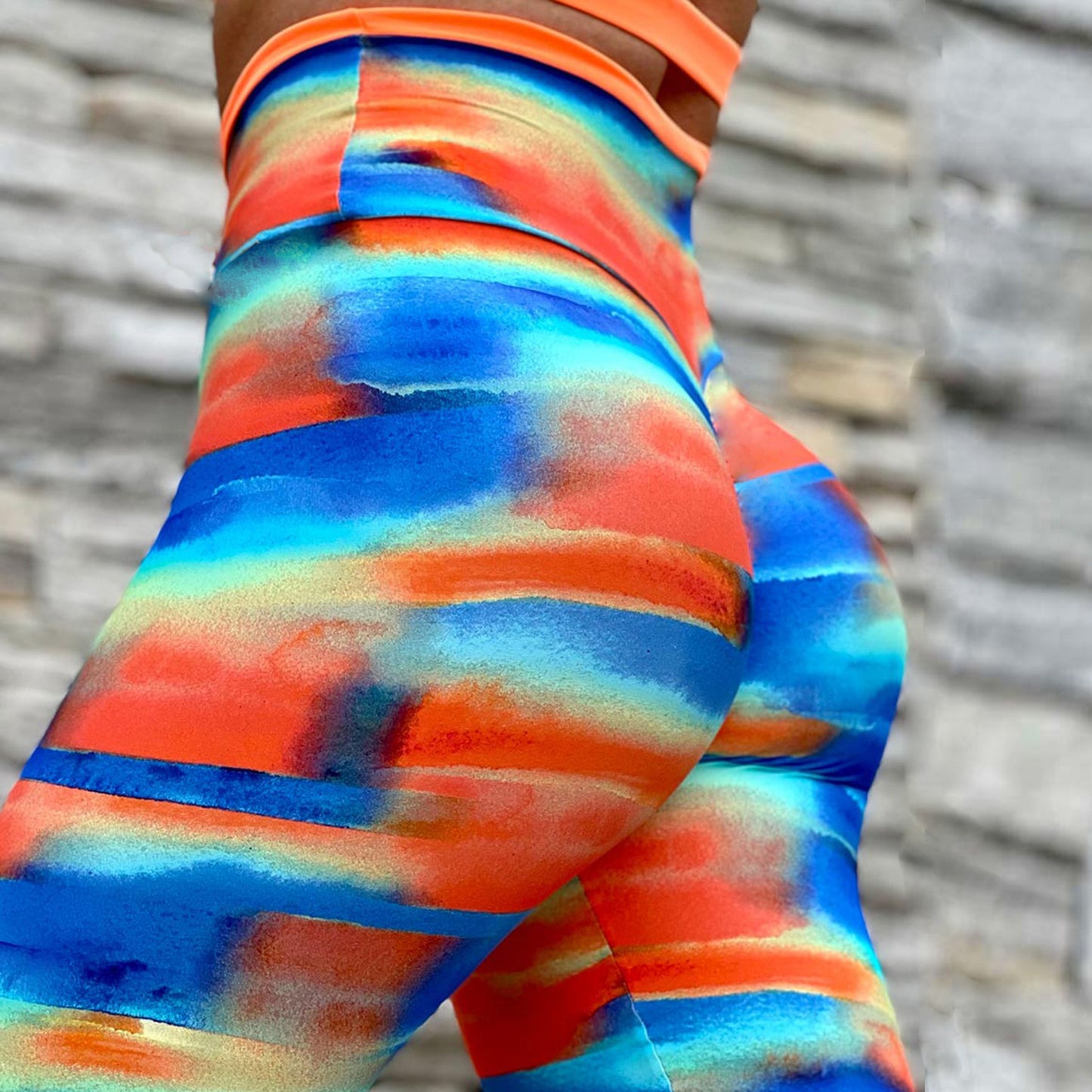 Rainbow Tie Dye Print High Waisted Sports Fitness Yoga Pants