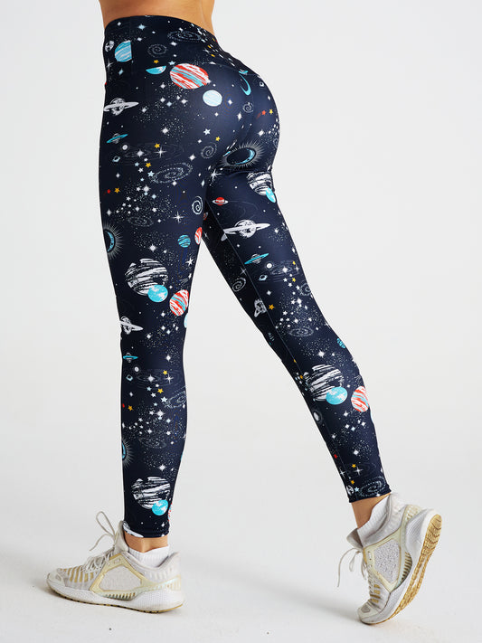 Cosmic Space Print High Waist Sports Fitness Yoga Pants