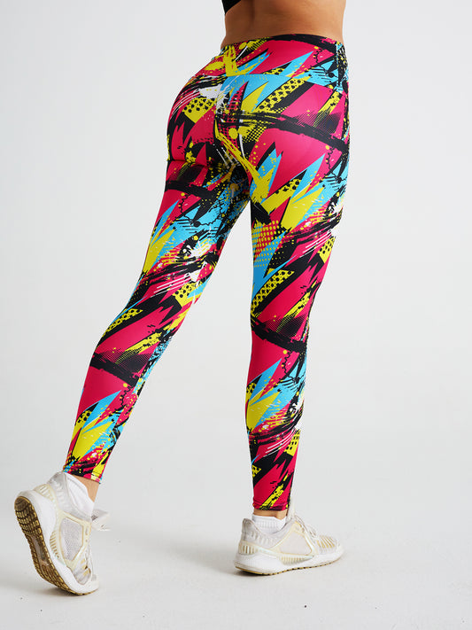 Abstract Tie-dye Printed High-waist Sports Fitness Yoga Pants