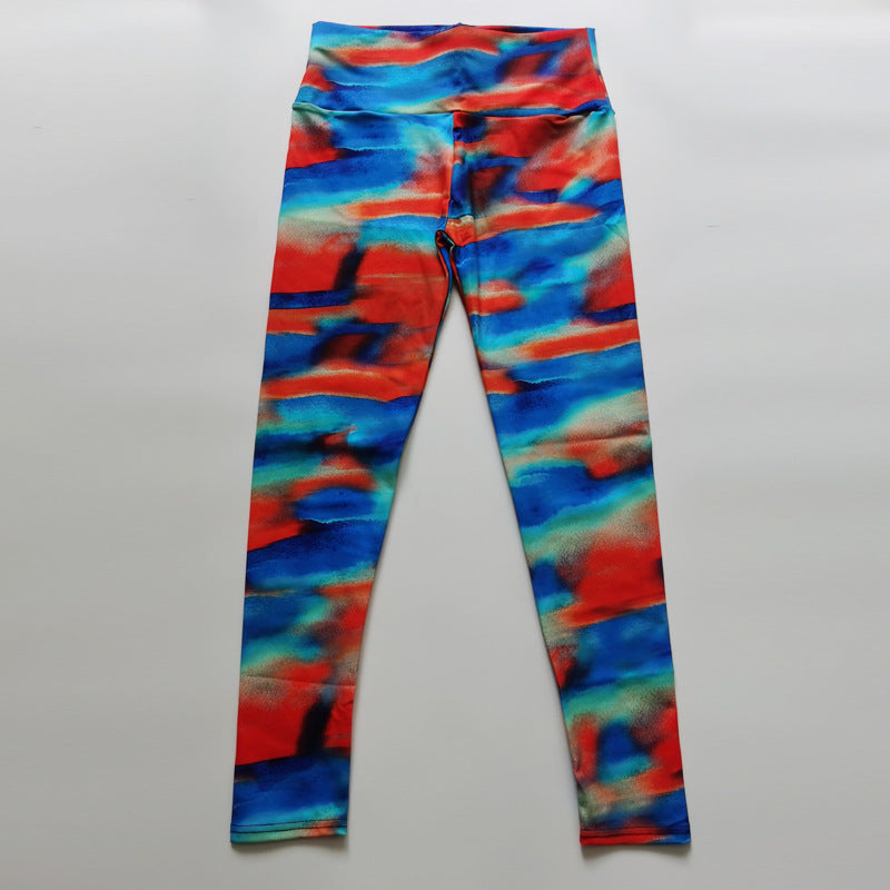 Rainbow Tie Dye Print High Waisted Sports Fitness Yoga Pants