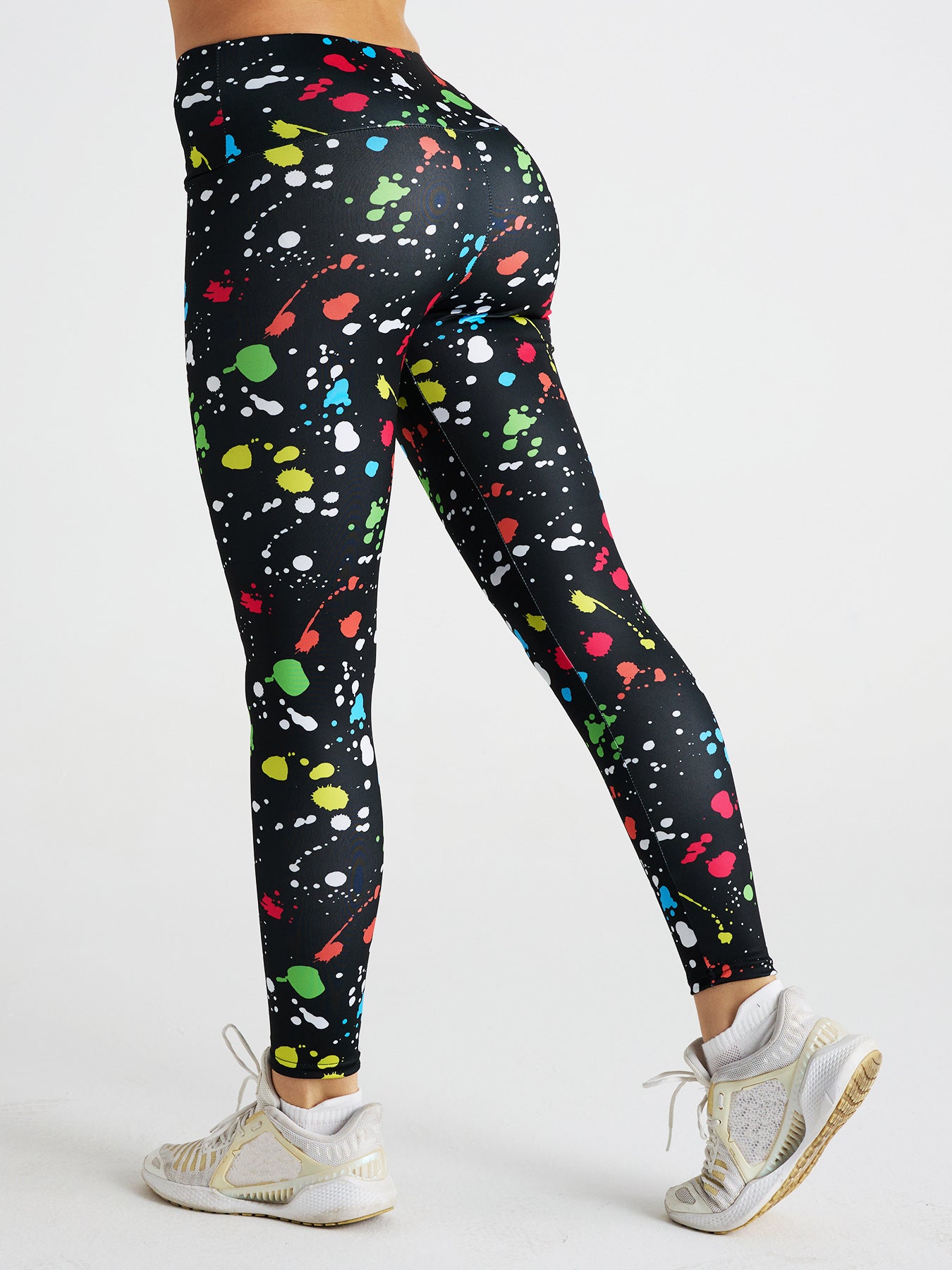 Polka Dot Graffiti Print High Waist Sports Fitness Yoga Pants