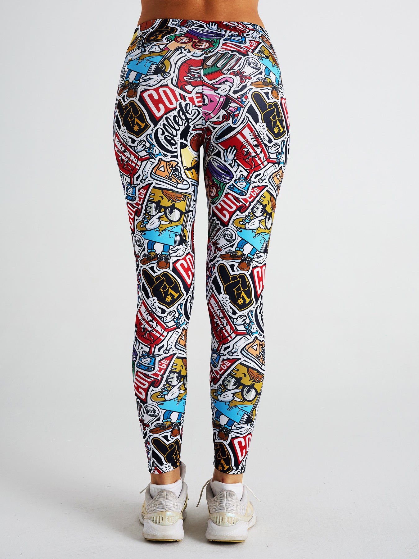 Cartoon Graffiti Print High Waist Sports Fitness Yoga Pants