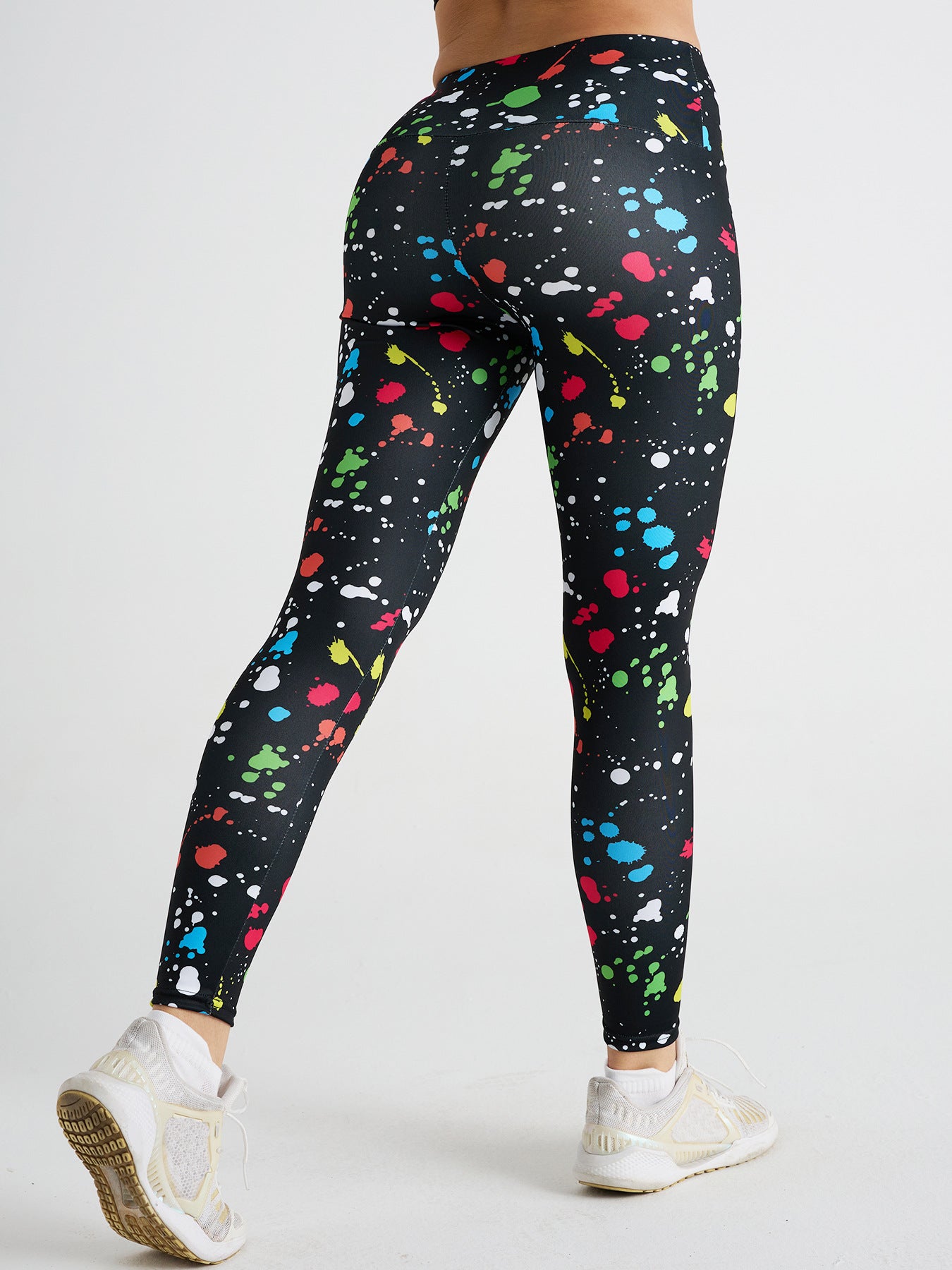 Polka Dot Graffiti Print High Waist Sports Fitness Yoga Pants