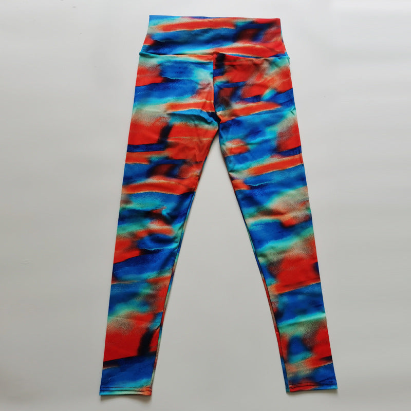 Rainbow Tie Dye Print High Waisted Sports Fitness Yoga Pants