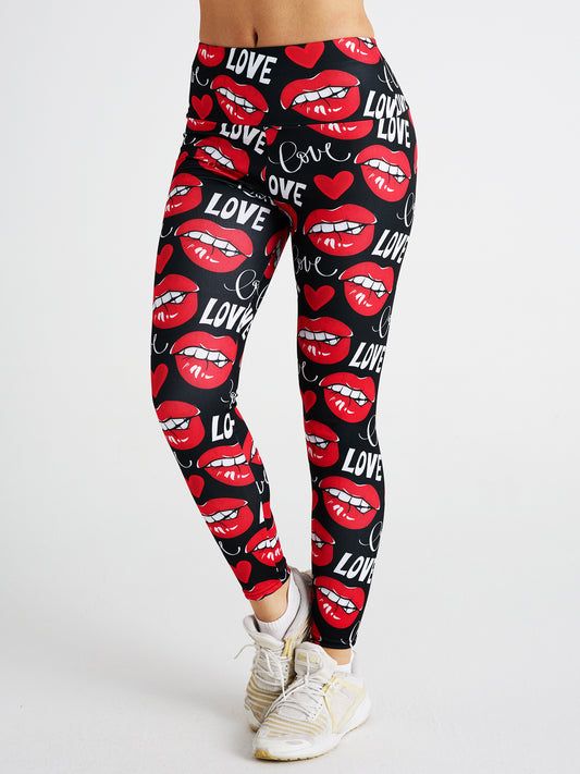 LoveSexy Lip Print High Waist Sports Fitness Yoga Pants