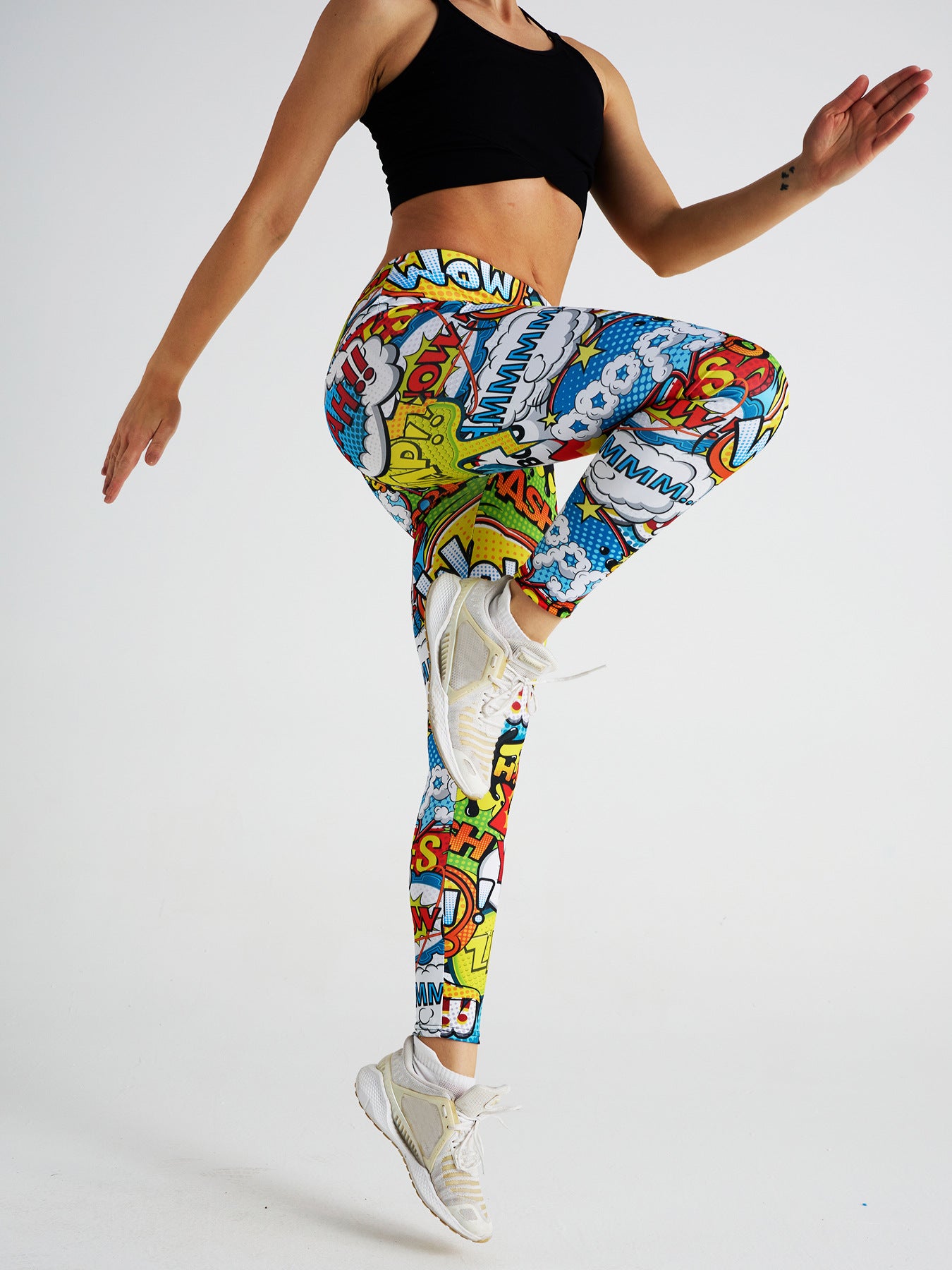 Cartoon Digital Print High Waist Sports Fitness Yoga Pants