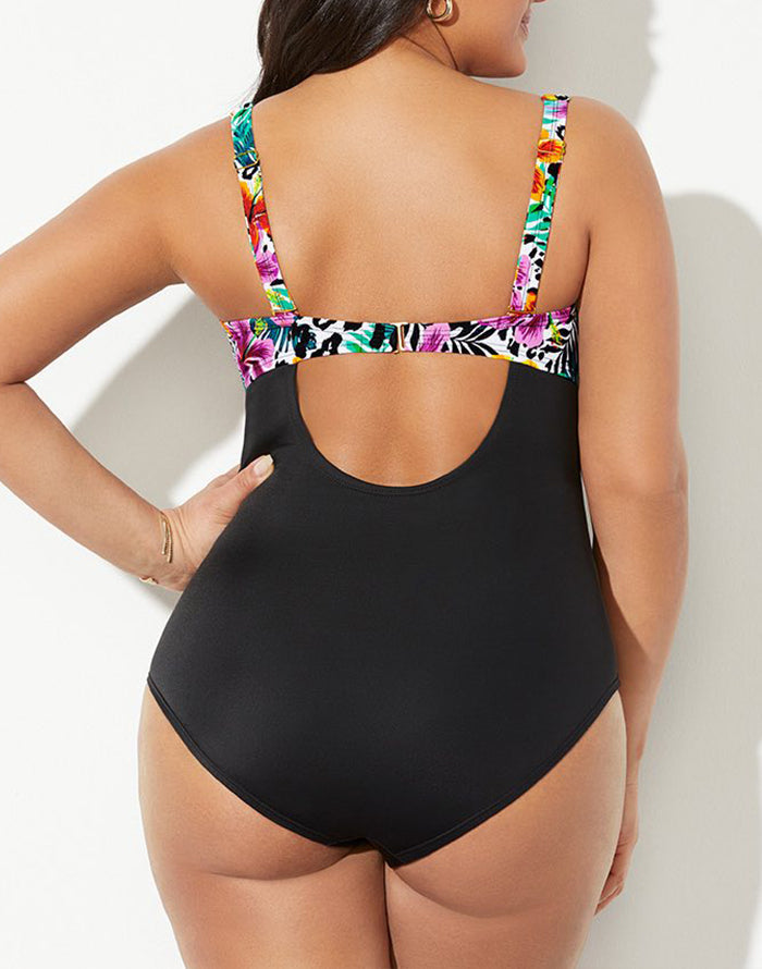 FULLFITALL - Aztec Cut Out Underwire One Piece Swimsuit